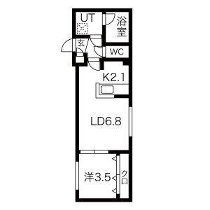 グランヴェール月寒中央(1LDK/3階)の間取り写真