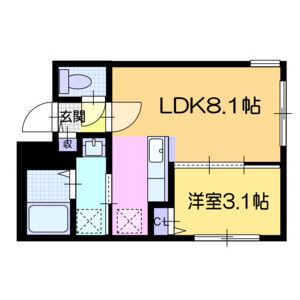 ガルボ平岸(1LDK/1階)の間取り写真