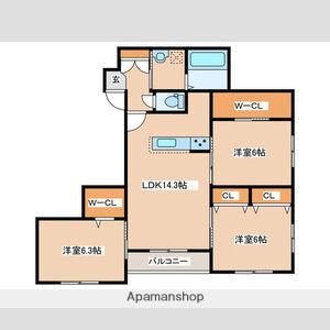 LIBERTY福住(3LDK/3階)の間取り写真