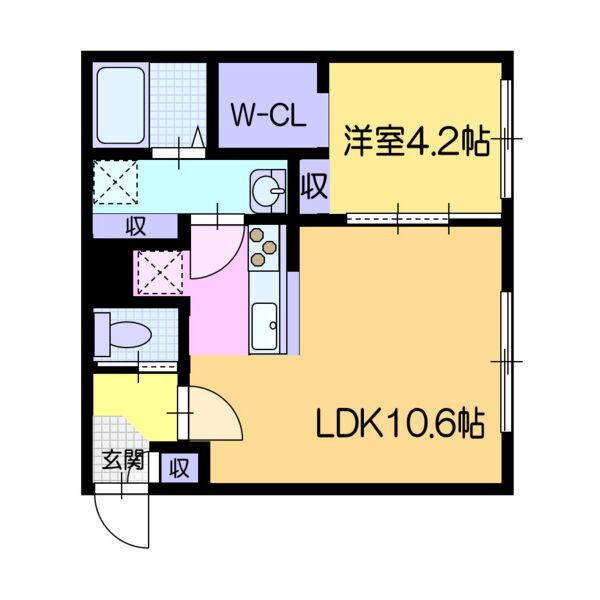 ソラテラス(1LDK/4階)の間取り写真