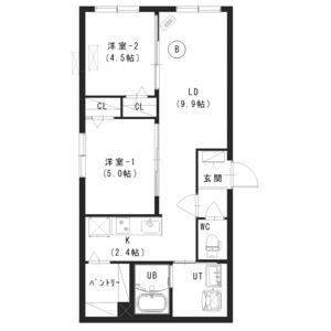 COR平岸(2LDK/5階)の間取り写真
