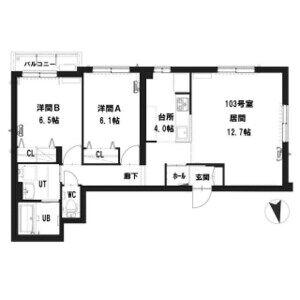 グランメール YAMAICHI(2LDK/1階)の間取り写真