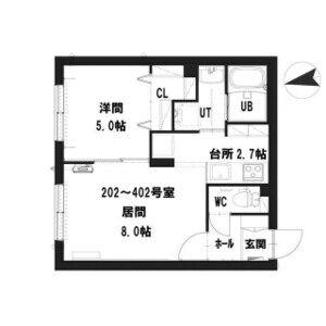 グランメール YAMAICHI(1LDK/2階)の間取り写真