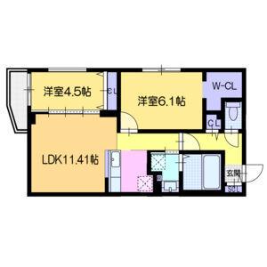 ヴォヤージュ菊水(2LDK/1階)の間取り写真