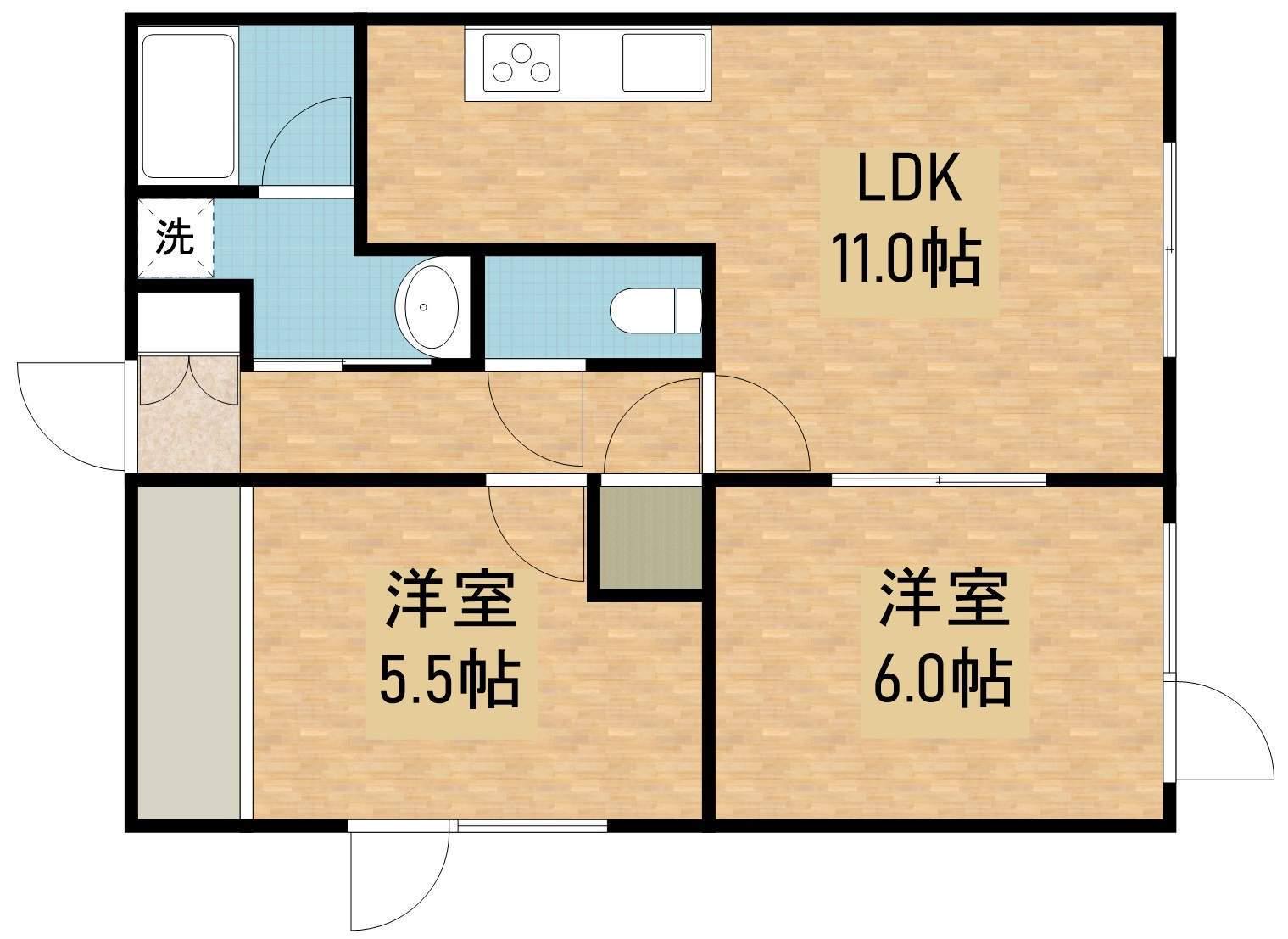 ひだまりと若葉のステラ(2LDK/2階)の間取り写真