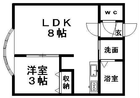 アークコート豊平Ⅲ(1LDK/2階)の間取り写真