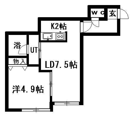 クレインコートⅡ(1LDK/2階)の間取り写真