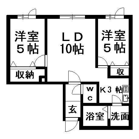 シュルデン平岡(2LDK/1階)の間取り写真