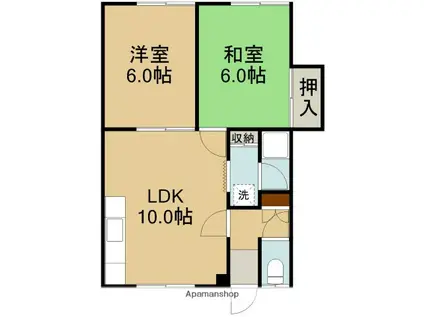 冨田アパート(2LDK/2階)の間取り写真