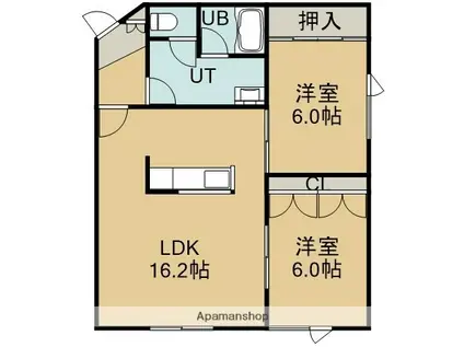 アル東浜(2LDK/1階)の間取り写真