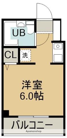 スカイコート函館(ワンルーム/6階)の間取り写真