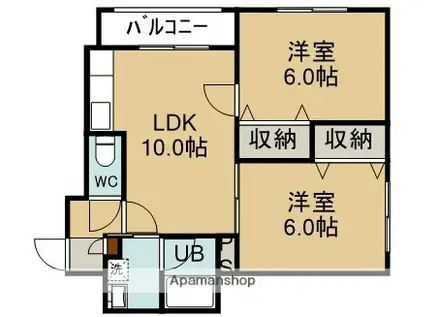 トータス亀田(2LDK/1階)の間取り写真
