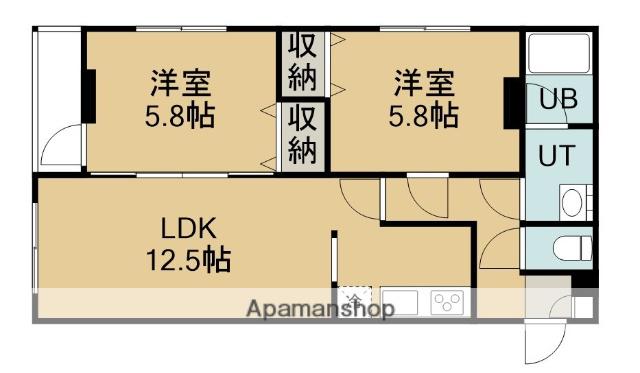 ソシアルマンション・リードⅠ(2LDK/1階)の間取り写真