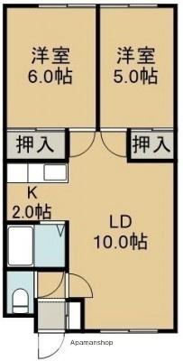 龍雲荘(2LDK/1階)の間取り写真