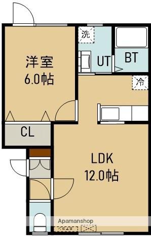 リバーサイド愛Ⅱ(1LDK/1階)の間取り写真