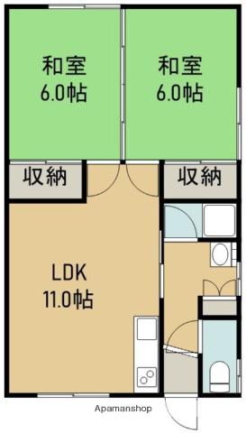 牧野アパート(2LDK/2階)の間取り写真