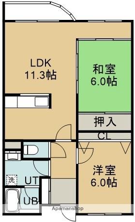 メゾンパティオ富岡(2LDK/3階)の間取り写真