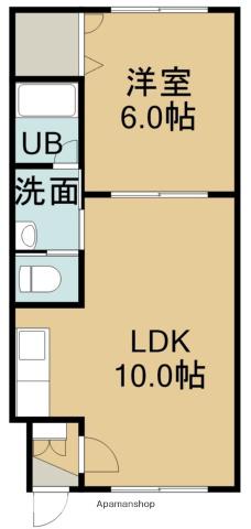 ピュアパレス高盛Ⅱ(1LDK/1階)の間取り写真