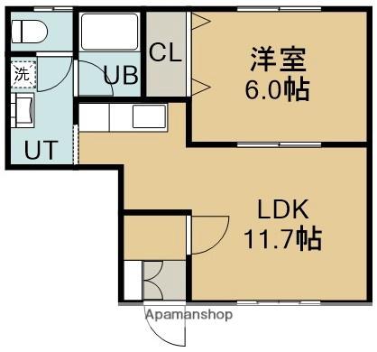 エイブルOKAMURA Ⅱ(1LDK/2階)の間取り写真
