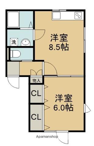 パレスK(1DK/1階)の間取り写真