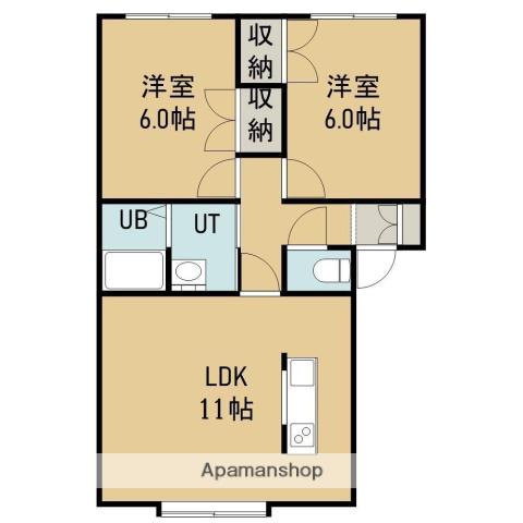 ソシアルコート(2LDK/2階)の間取り写真