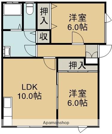 エイブルOKAMURA Ⅵ(2LDK/2階)の間取り写真