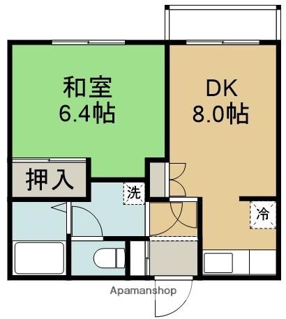 とちぎマンション(1DK/2階)の間取り写真