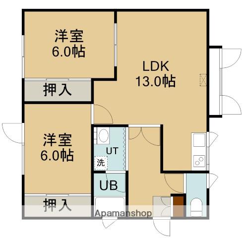 ミドルハイツⅡ(2LDK/2階)の間取り写真