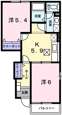 ソレアード昭和(2K/1階)の間取り写真