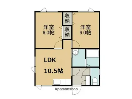 北島アパート(2LDK/1階)の間取り写真