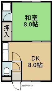 福富荘(1DK/1階)の間取り写真