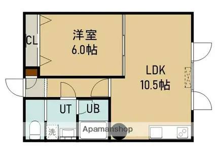 CASA港町(1LDK/1階)の間取り写真