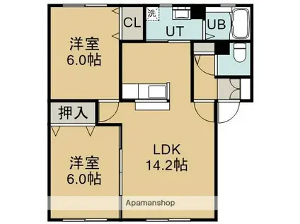 セジュールウィルモア西沢Ⅱ(2LDK/2階)の間取り写真