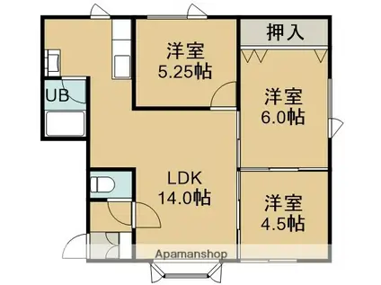 サンハイム吉川Ⅱ(3LDK/1階)の間取り写真