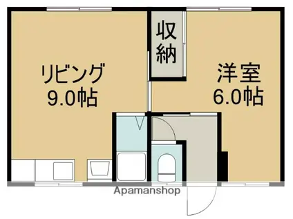 成田アパート(1DK/2階)の間取り写真