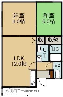 メゾンヴォーグ(2LDK/2階)の間取り写真