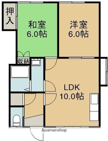 イズミハイツ白鳥(2LDK/2階)の間取り写真