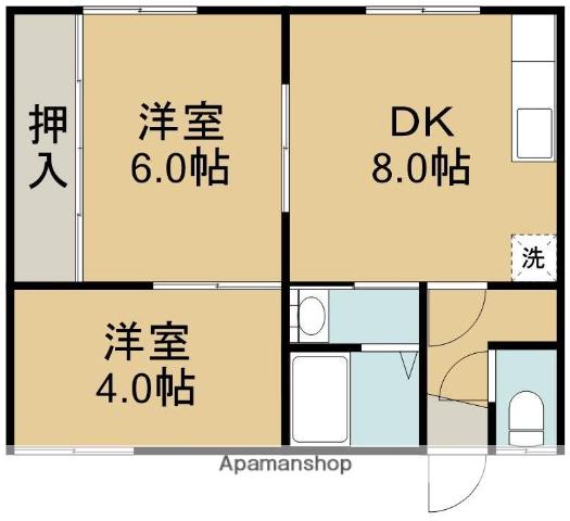 関谷アパート(2DK/1階)の間取り写真