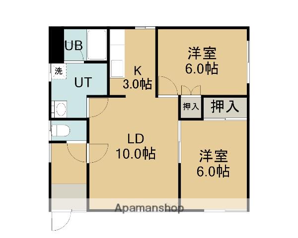 本通1丁目55番 アパート(2LDK/2階)の間取り写真