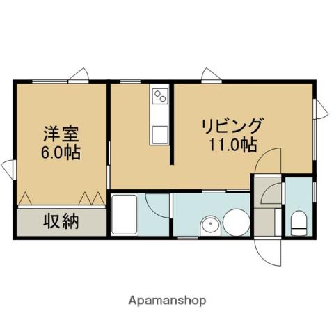 マンションメガロポリス(1DK/1階)の間取り写真