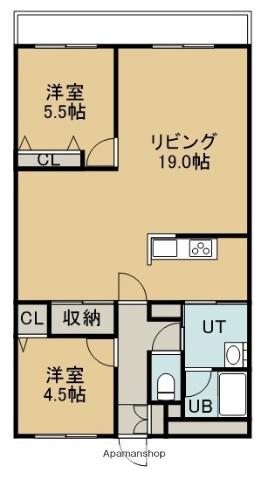 ドムス昭和(2LDK/4階)の間取り写真