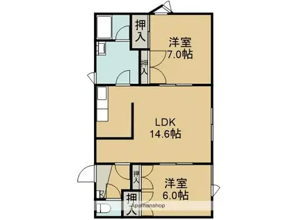 アル東浜(2LDK/2階)の間取り写真