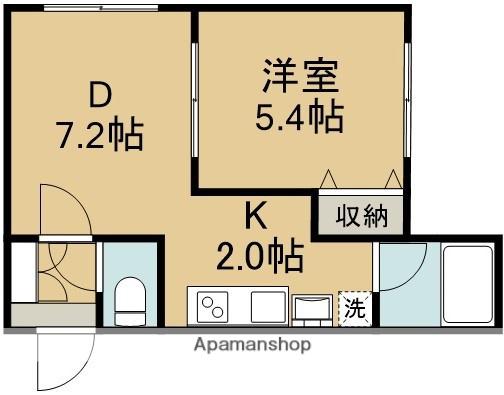 マンション・アムール(1DK/3階)の間取り写真