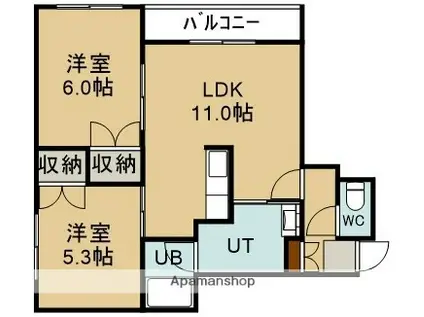 トータス亀田(2LDK/1階)の間取り写真