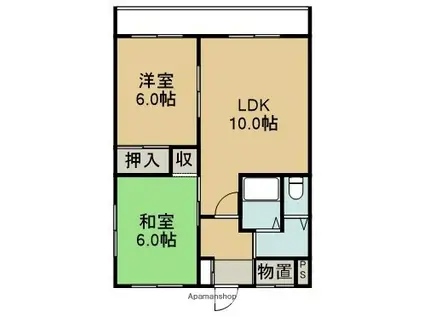 第1西興ハイツ(2LDK/2階)の間取り写真