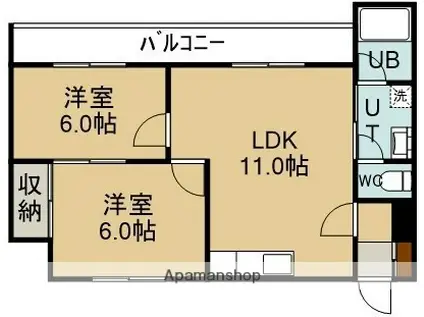 チェリーコートⅡ(2LDK/4階)の間取り写真