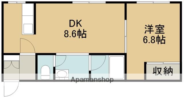 メゾンドフラッシュ富岡(1LDK/2階)の間取り写真