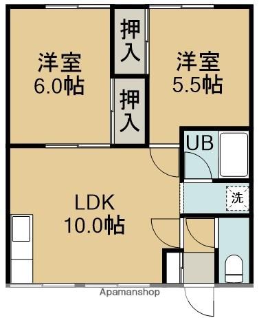川村マンションA(2LDK/2階)の間取り写真