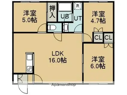 コーポサチ(3LDK/3階)の間取り写真