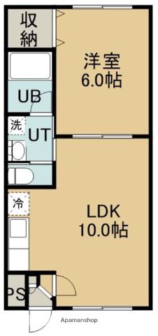 ピュアパレス美原(1LDK/2階)の間取り写真